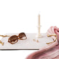 Pink Marble Service Tray with Gold Brass Handles